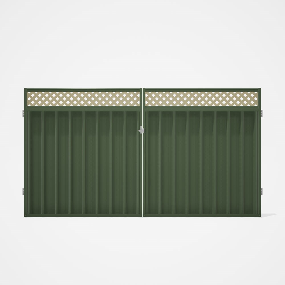 Good Neighbour® Superdek® Screen Top Double Gate Premium .35 BMT 1.8m High Sheet: Mist Green, Frame: