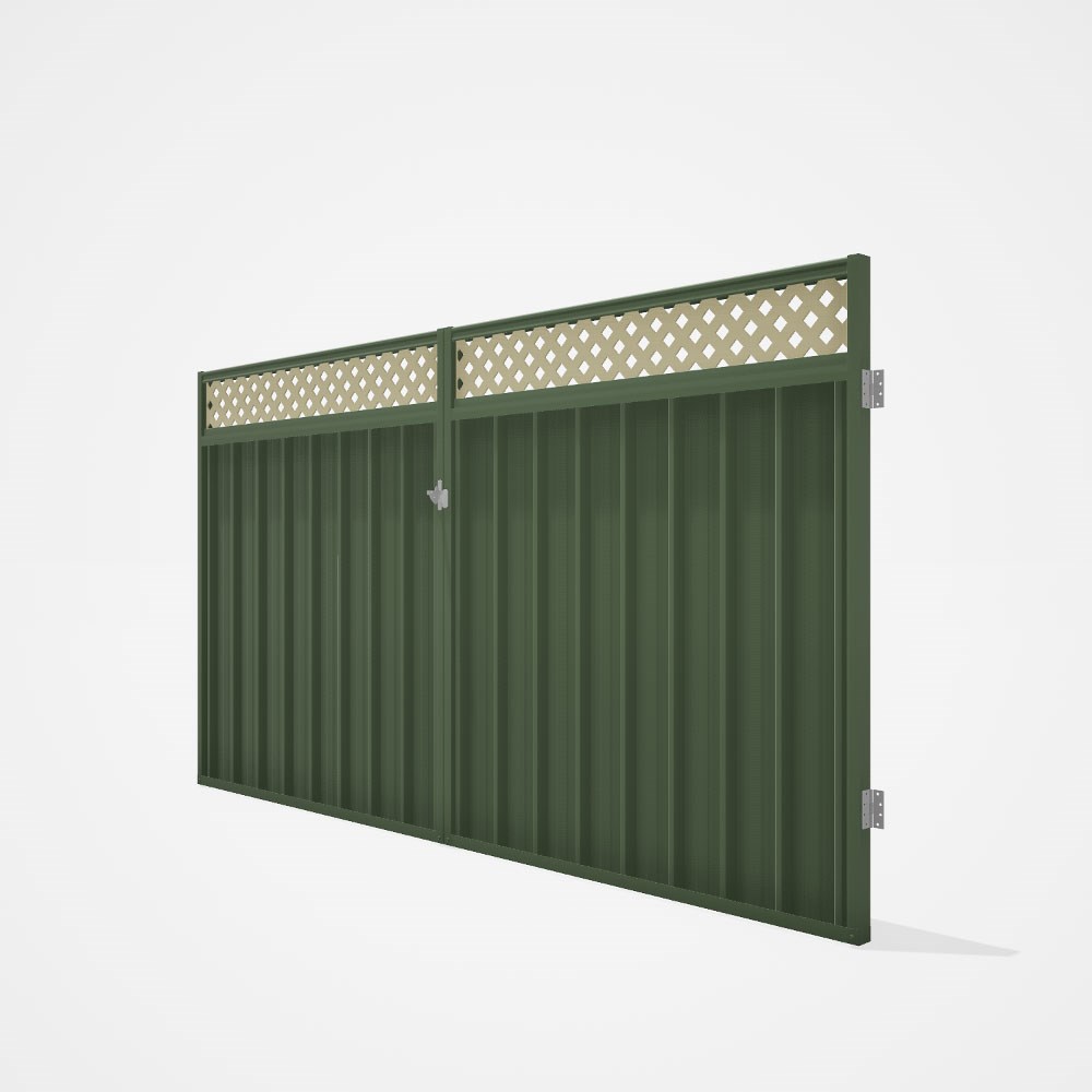 Good Neighbour® Superdek® Screen Top Double Gate Premium .35 BMT 1.8m High Sheet: Mist Green, Frame: