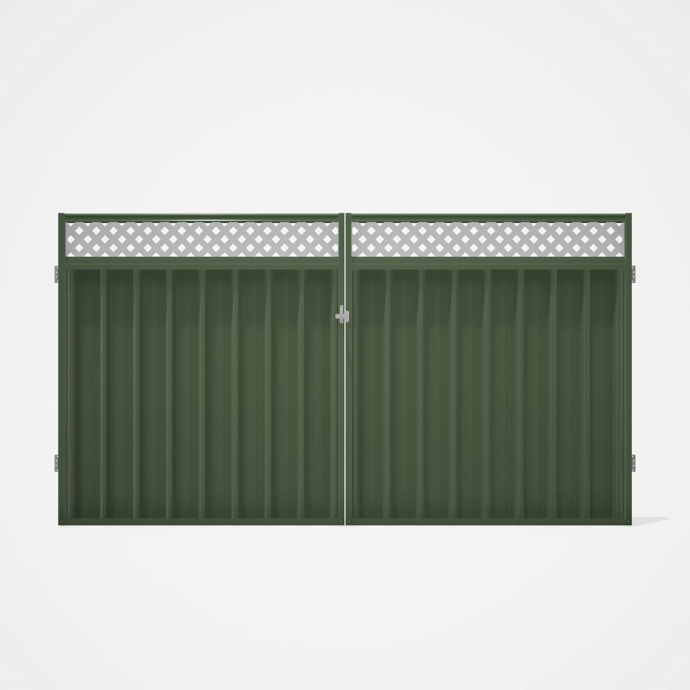 Good Neighbour® Superdek® Screen Top Double Gate Premium .35 BMT 1.8m High Sheet: Mist Green, Frame: