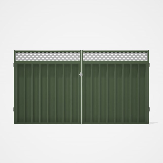 Good Neighbour® Superdek® Screen Top Double Gate Premium .35 BMT 1.8m High Sheet: Mist Green, Frame: