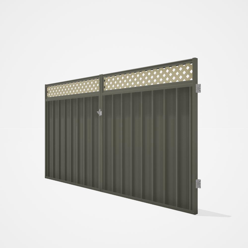 Good Neighbour® Superdek® Screen Top Double Gate Premium .35 BMT 1.8m High Sheet: Marsh, Frame: Mars