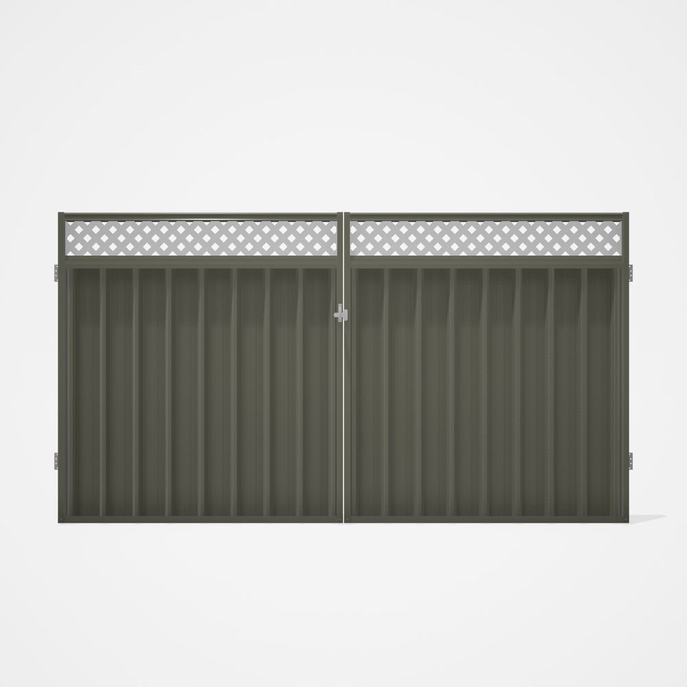 Good Neighbour® Superdek® Screen Top Double Gate Premium .35 BMT 1.8m High Sheet: Marsh, Frame: Mars