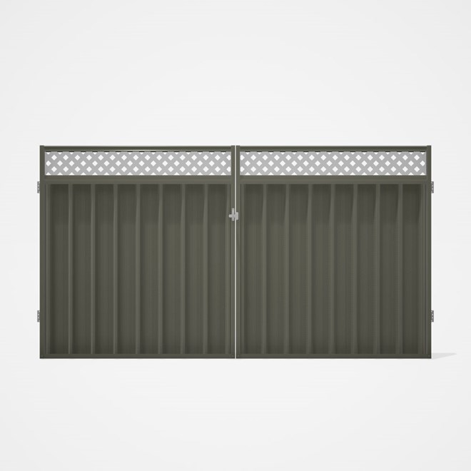Good Neighbour® Superdek® Screen Top Double Gate Premium .35 BMT 1.8m High Sheet: Marsh, Frame: Mars