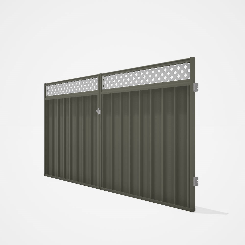 Good Neighbour® Superdek® Screen Top Double Gate Premium .35 BMT 1.8m High Sheet: Marsh, Frame: Mars