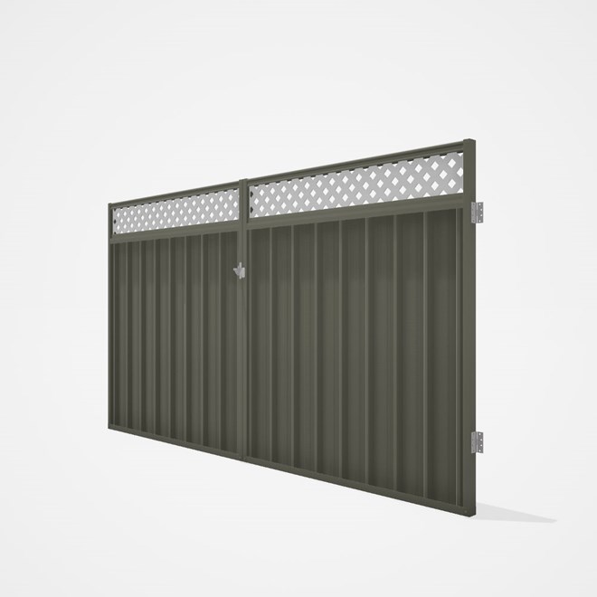 Good Neighbour® Superdek® Screen Top Double Gate Premium .35 BMT 1.8m High Sheet: Marsh, Frame: Mars