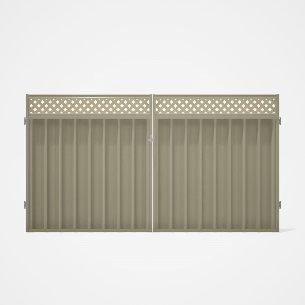 Good Neighbour® Superdek® Screen Top Double Gate Premium .35 BMT 1.8m High Sheet: Moss Vale Sand, Fr