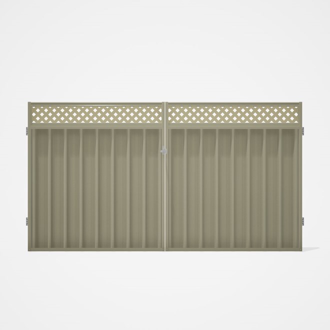 Good Neighbour® Superdek® Screen Top Double Gate Premium .35 BMT 1.8m High Sheet: Moss Vale Sand, Fr