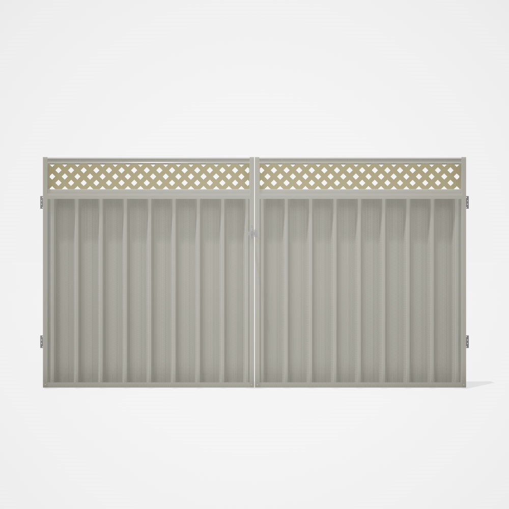 Good Neighbour® Superdek® Screen Top Double Gate Premium .35 BMT 1.8m High Sheet: Off White, Frame: 