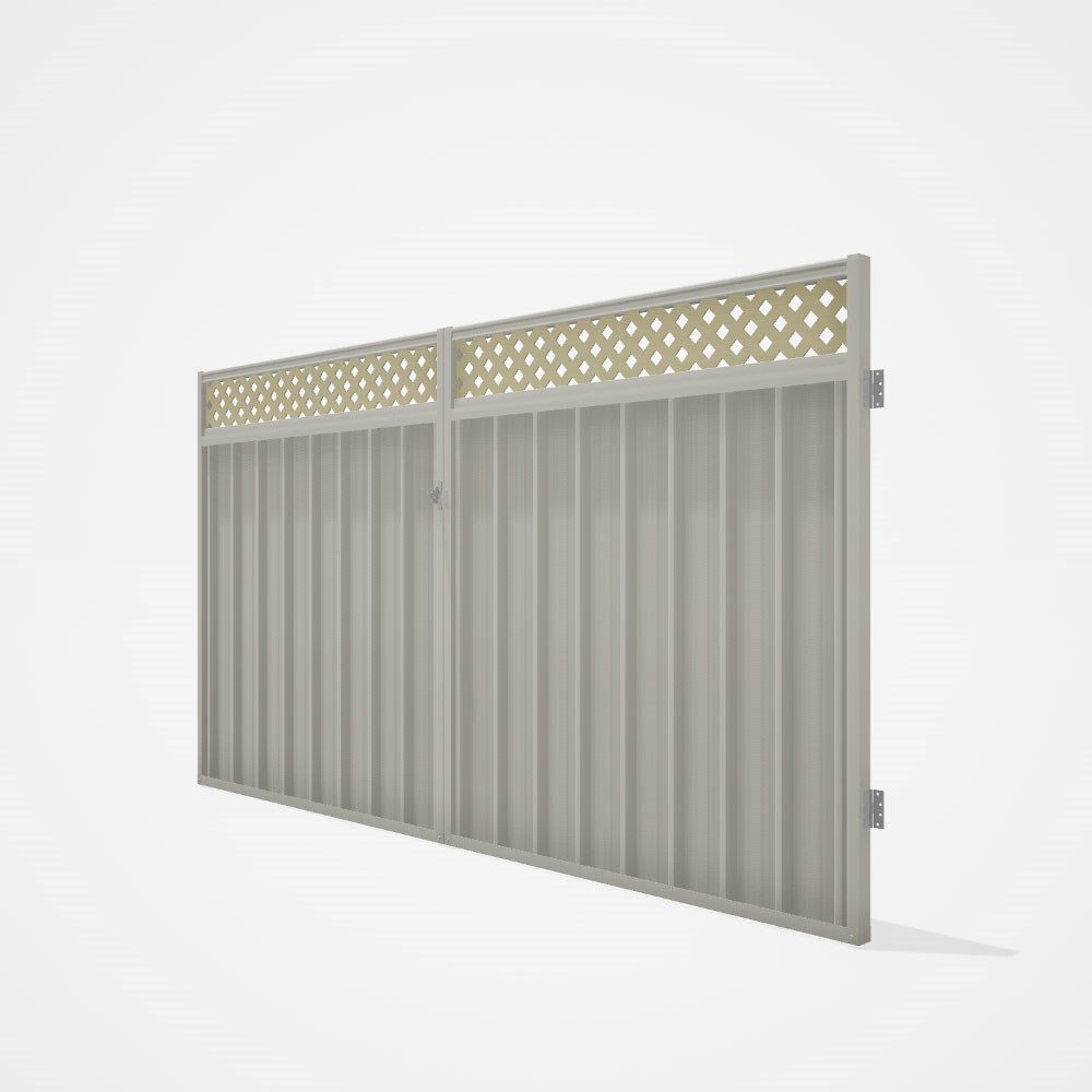 Good Neighbour® Superdek® Screen Top Double Gate Premium .35 BMT 1.8m High Sheet: Off White, Frame: 