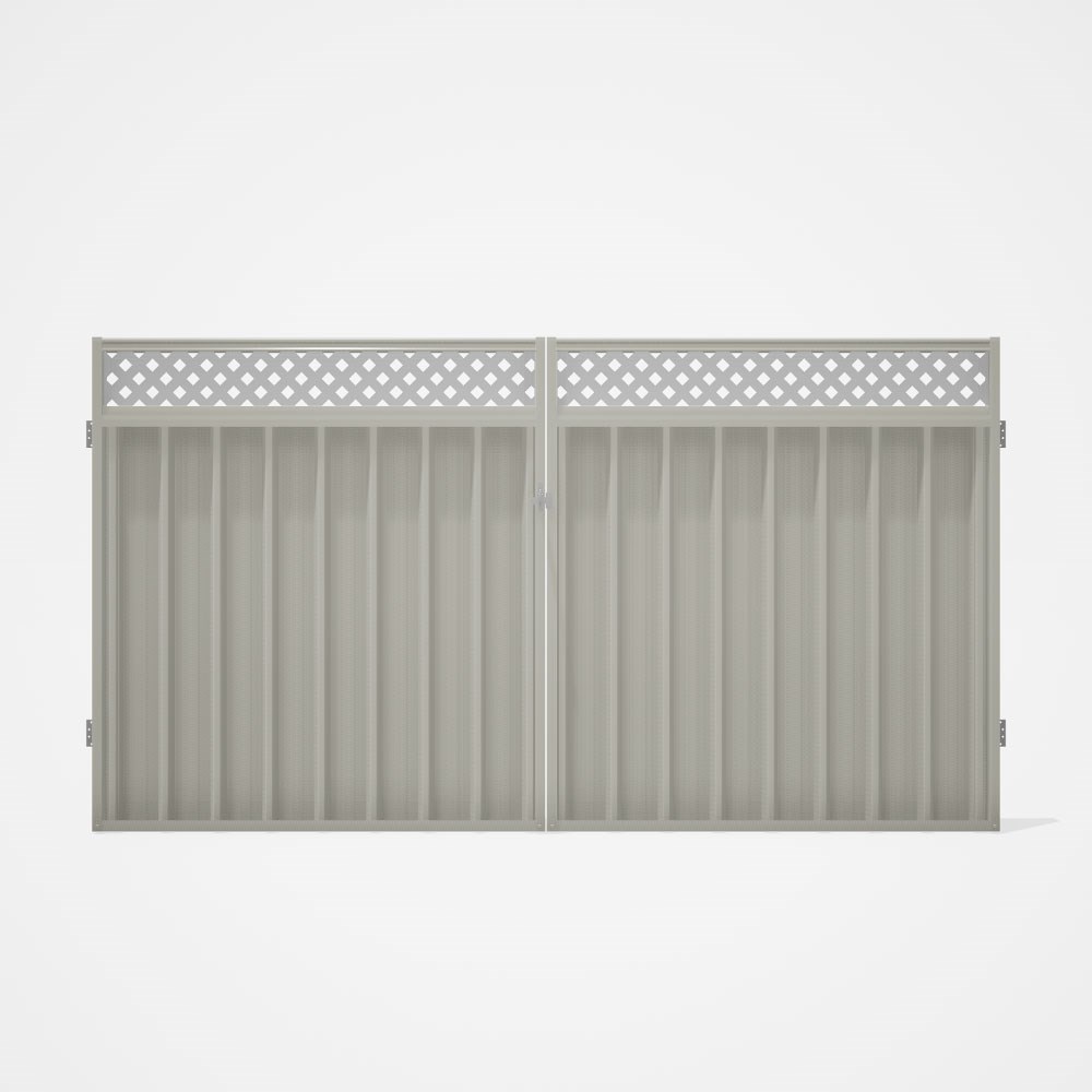 Good Neighbour® Superdek® Screen Top Double Gate Premium .35 BMT 1.8m High Sheet: Off White, Frame: 