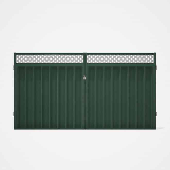 Good Neighbour® Superdek® Screen Top Double Gate Premium .35 BMT 1.8m High Sheet: Rivergum, Frame: R