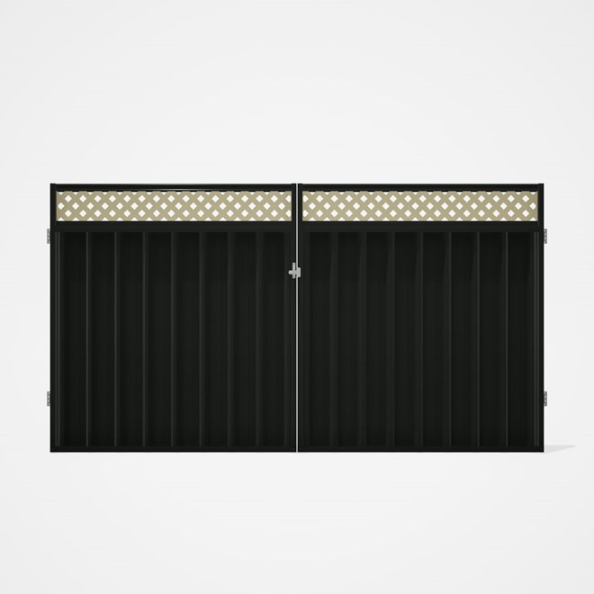 Good Neighbour® Superdek® Screen Top Double Gate Premium .35 BMT 1.8m High Sheet: Slate Grey, Frame: