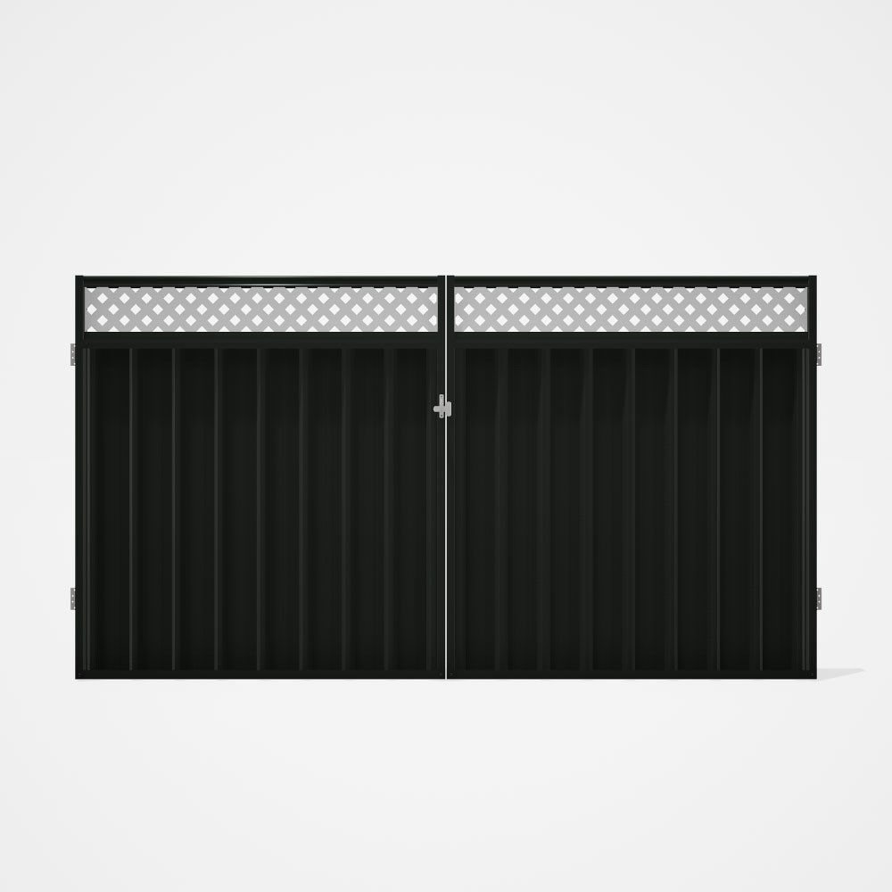Good Neighbour® Superdek® Screen Top Double Gate Premium .35 BMT 1.8m High Sheet: Slate Grey, Frame: