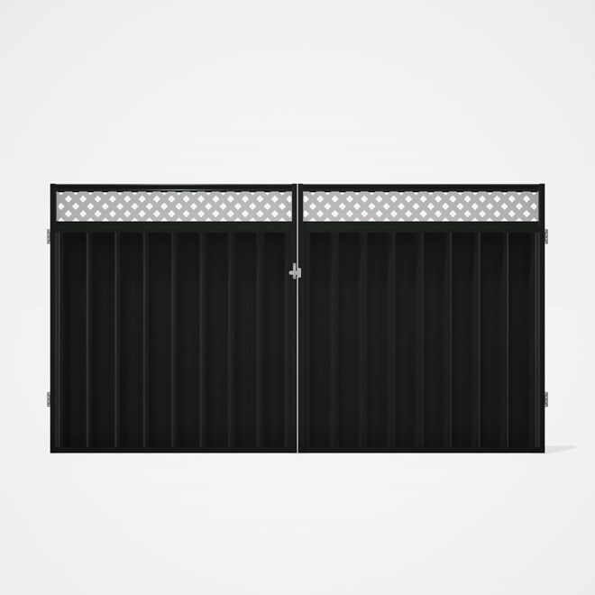 Good Neighbour® Superdek® Screen Top Double Gate Premium .35 BMT 1.8m High Sheet: Slate Grey, Frame: