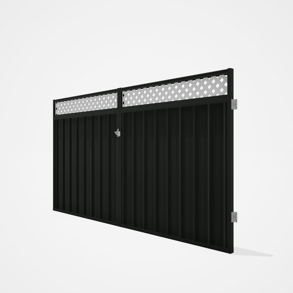 Good Neighbour® Superdek® Screen Top Double Gate Premium .35 BMT 1.8m High Sheet: Slate Grey, Frame:
