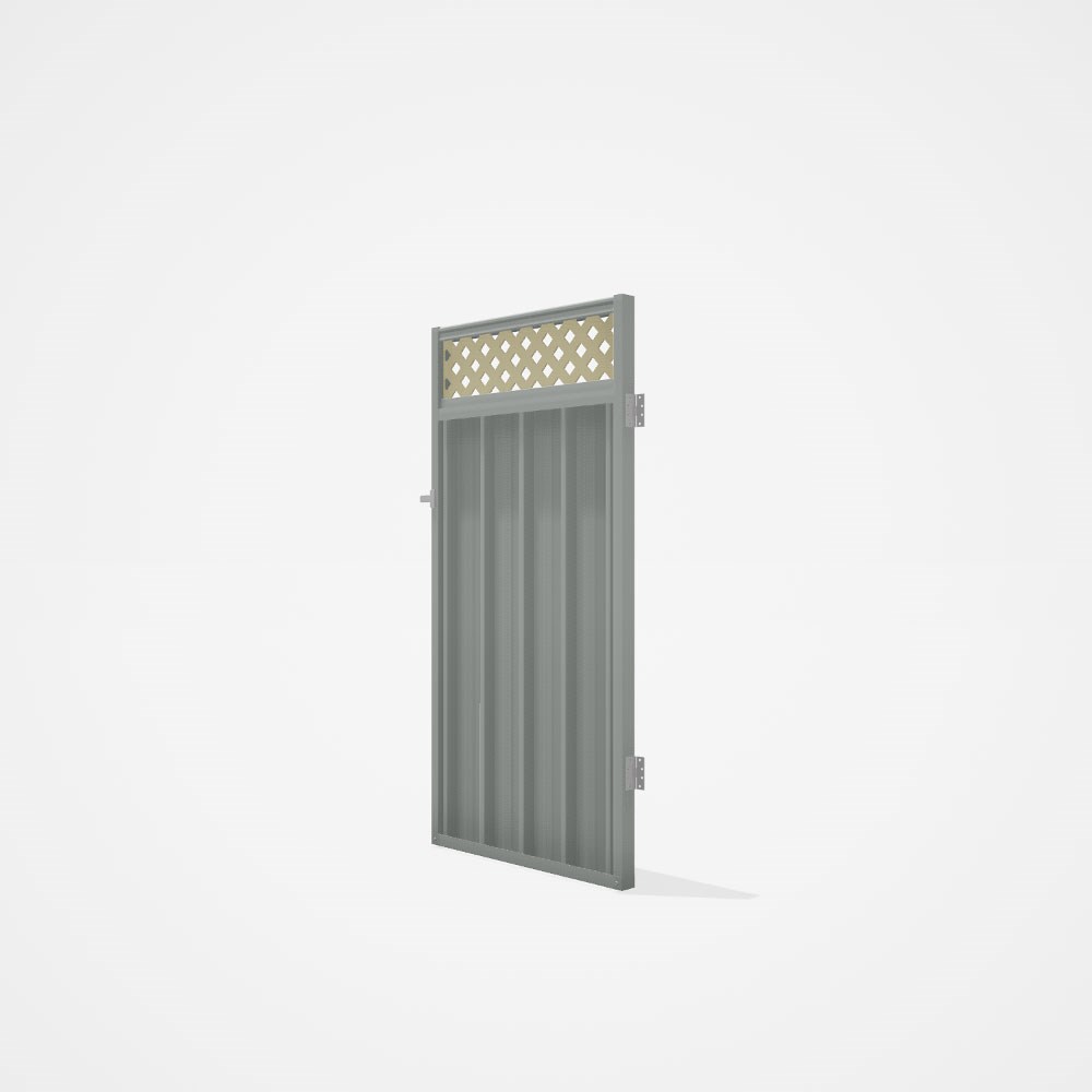 Good Neighbour® Superdek® Screen Top Single Gate Premium .35 BMT 1.8m High Sheet: Gull Grey, Frame: 